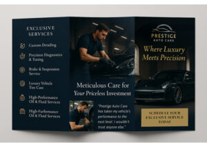 Luxury auto detailing brochure designed to promote high-end car services and packages.